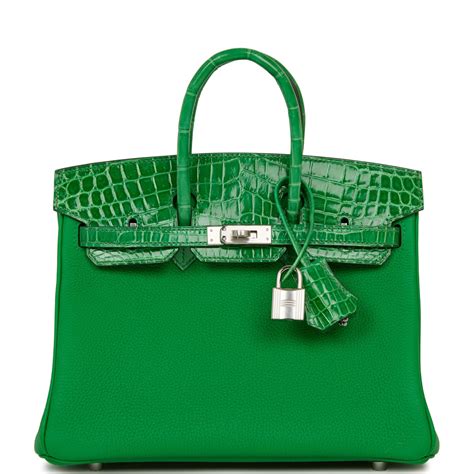 Hermes Birkin 25 Bambou Shiny Crocodile Togo 